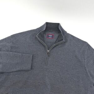UNTUCKit Belguardo Mens XXL Dark Grey 100% Extrafine Merino Wool 1/4 Zip Sweater